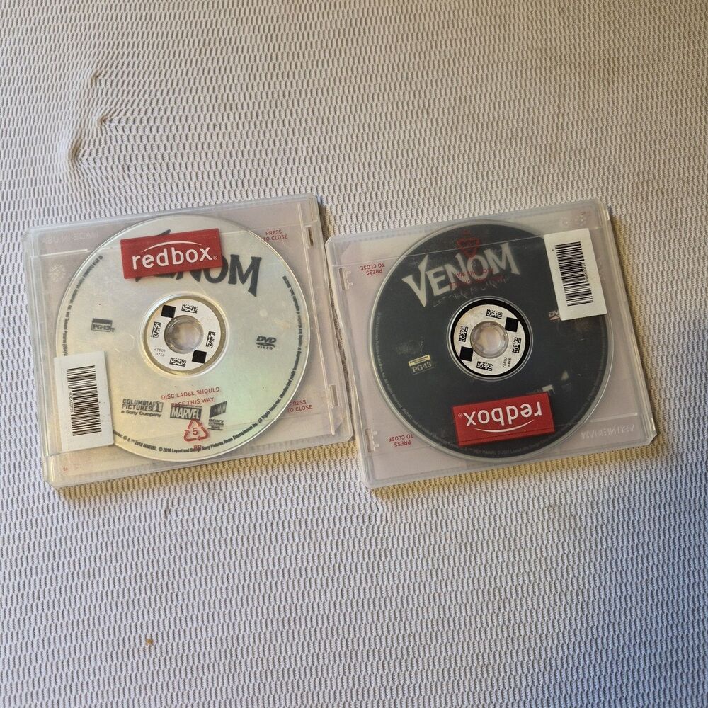 Venom 1 & 2 DVD Lot Venom + Let There Be Carnage Former Redbox Rentals